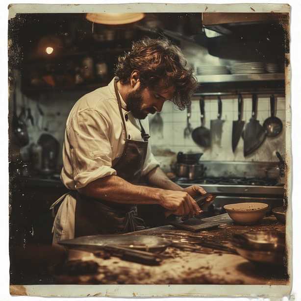 not real picture of a chef sharpening knife