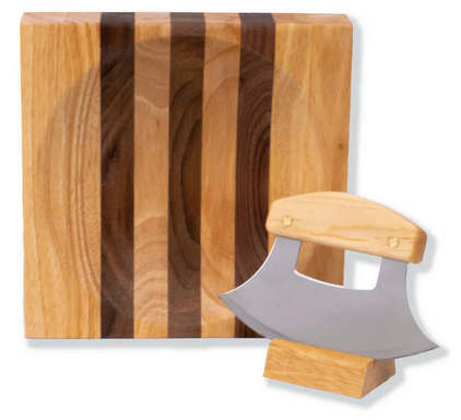 Alaskan Ulu knife with ergonomic handle kitchen set